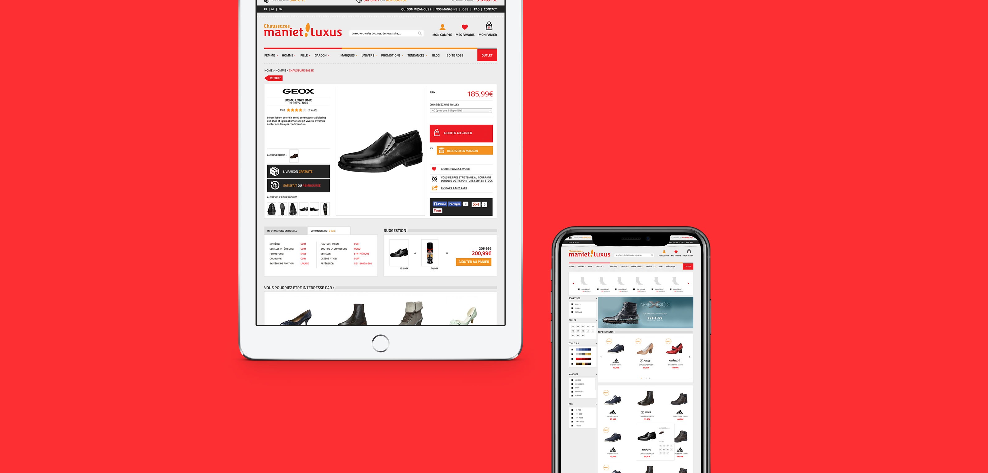 Design du site E-commerce - Chaussures Maniet